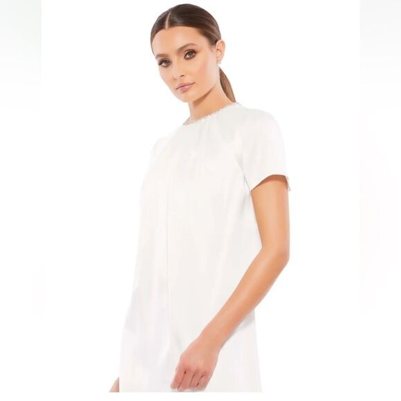 NWT leena for Mac Duggal Pleated Midi Dress $398 - Picture 2 of 11